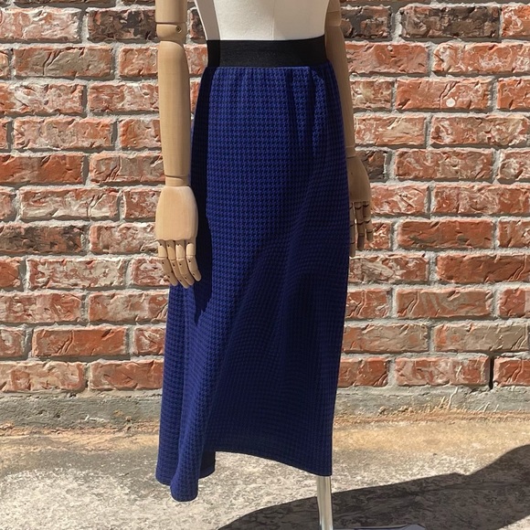 Cha Cha Vente black/blue houndstooth print midi skirt / 2X / Excellent condition - Picture 2 of 12